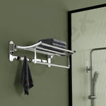 Plantex Folding Towel Rack for Bathroom/18 Inch Stainless Steel Towel Hanger/Towel Stand/Towel Rod/Bathroom Accessories - Pack of 2 (Chrome)