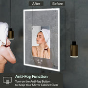 Plantex Luxury Bathroom Cabinet with LED Mirror/304 Grade Stainless Steel Mirror Cabinet/Bathroom Shelf for Wall (19x27 Inch-LED, Defogger & Bluetooth/Chrome)