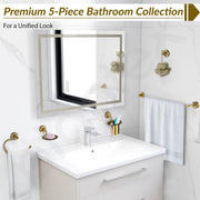 Plantex 304 Grade Stainless Steel Bathroom Accessories Set of 5 - Towel Rod/Hand Napkin Hanger for Wash Basin/Soap Case/Toothbrush Holder/Robe Hook - Daizy (Brass Antique)