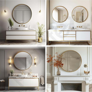 Plantex Aluminium Frame Mirror for Wall/Bathroom Mirror/Round Mirror for Bathroom/Wall Mount Mirror for Bedroom/Dressing Room/Living Room/Entryway - Shatterproof Mirror (24inch-Gold Brushed)