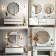 Plantex Aluminium Frame Mirror for Wall/Bathroom Mirror/Round Mirror for Bathroom/Wall Mount Mirror for Bedroom/Dressing Room/Living Room/Entryway - Shatterproof Mirror (24inch-Gold Brushed)