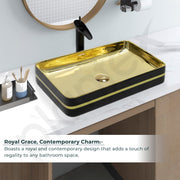 Plantex Table Top Wash Basin For Bathroom/Designer Ceramic Basin/Countertop Vessel Sink Basin - Indo-European Collection (24 x 14 x 5 Inch)