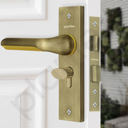 Plantex Heavy-Duty Door Lock Set - Main Door Lock Handle Set/Mortise Lock with 3 Keys, Brass Lock Body & Cylinder (8121 - Brass Antique & PVD Gold)