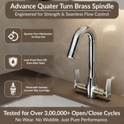 Plantex Mixer Tap for Bathroom/Wash Basin Tap Hot and Cold/Bathroom Accessories/Water Tap/Sink Tap for Wash Basin (Star, Chrome)