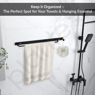 Plantex Towel Holder for Bathroom/Stainless Steel 24 inch Towel Rod/Towel Bar/Towel Hanger/Bathroom Accessories -Pack of 1 (Black)
