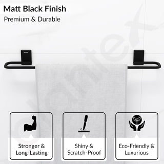 Plantex 304 Stainless Steel Single Towel Rod for Bathroom/Cloth Hanger for Wall/Bathroom Towel Hanger/Bathroom Accessories - Crystal (Black)
