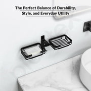 Plantex Aluminum Bathroom Dual Soap Holder with Hook/Soap Stand/Soap Dish/Bathroom Accessories - Black