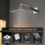 Plantex Stainless Steel Overhead Shower 6 x 6 inch with Water-Saving Technology/High pressure Rain Shower Head without Arm/Bathroom Shower -(Sandwich-Chrome)