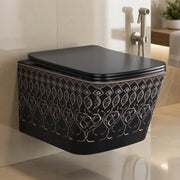 Plantex Ceramic Wall Hung Commode/Rimless Washdown Western Commode/P Trap Western Toilet with Soft Close  Seat Cover - (Matt Black)
