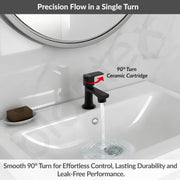 Plantex Pillar Tap for Wash Basin with Water Saving Aerator and Brass Spindle/Quarter Turn Basin Tap with Teflon Tape/Pillar Cocke for Wash Basin - Pack of 1 (Saga, Black)