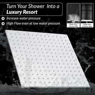 Plantex Stainless Steel Shower head for Bathroom 12 x 12 inch with Water Saving Techonology/Rain Flow Overhead Shower without Arm/Bathroom Shower - (Sandwich-Chrome)
