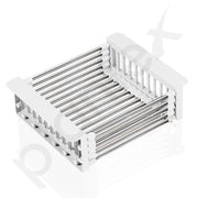Plantex Stainless Steel & ABS Plastic Sink Drainer Basket/Sink Basket with Adjustable Armrest Kitchen Rack/Vegetable & Fruits Washing Organizer/Sink Utensils Drainer Stand - Pack of 1 (White)