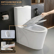 Plantex Platinum Ceramic Rimless Western Commode/ One Piece Floor Mounted Commode/ Siphonic Vaccum Flush Toilet with Soft Close Toilet Seat Cover - S Trap Outlet ( White )