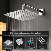 Plantex Stainless Steel 8 Inch Rain Flow Overhead Shower with Water Saving Nozzle/Bathroom Shower/Adjustable Shower Head for Bathroom without Arm - (APS-617-Chrome)