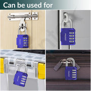 Plantex 4 Digit Combination Number Metal Lock/Zinc Alloy/Locks for Luggage/Locks for Travel Bags/Locks for Cabin Luggage/Travel Essentials - Pack of 2 (Blue)