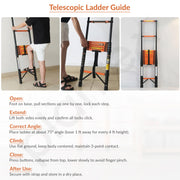 Plantex 6.3m (20.66 ft.) Telescopic Ladder/Carbon Steel 16-Steps Portable & Compact Ladder/Foldable Multipurpose Collapsible Ladder for Home & Outdoor Use - (Orange)
