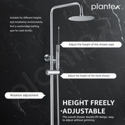 Plantex Shower Panel for Bathroom/Full Set with Head and Hand Shower with Adjustable Clamp and 304 Stainless Steel Hose Pipe - (Chrome)