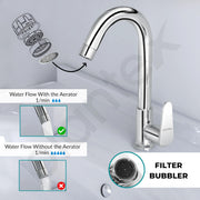 Plantex Sink Tap for Kitchen Basin/Pure Brass Tap with Water Saving Nozzle for Kitchen Sink Taps with Teflon Tape & Wall Flange (DOL-2311-Chrome)