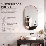 Plantex Aluminium Frame Mirror for Bathroom/Wall Mount Capsule Mirror for Bedroom/Dressing Room/Living Room/Entryway - (Rose Gold, 18x30 Inch)