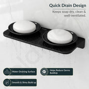Plantex Dual Soap Holder for Bathroom/Acrylic Double Round Soap Dish/Stand/Bar/Soap Case/Bathroom Accessories - Pack of 1 (VIB-122, Black)