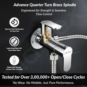 Plantex Pure Brass Angle Valve 2 in 1/Two Way Angle Cock Tap with Wall Flange & Teflon Tape/Angle Valve for Bathroom with 7 Year Manufacturer's Warranty- (Alpha, Chrome)