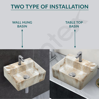 Plantex Ceramic Wash Basin for Bathroom/Square Wall Hung Basin/Bathroom Sink/Washbasin for Restaurant/Hotel (13 x 12 x 5 Inch)
