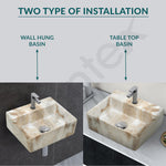 Plantex Ceramic Wash Basin for Bathroom/Square Wall Hung Basin/Bathroom Sink/Washbasin for Restaurant/Hotel (13 x 12 x 5 Inch)