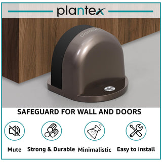Plantex Premium Floor Mounted Door Buffer/Sound Dampening Rubber Buffer for Bed Room/Living Room/Kitchen/Bathroom Door – Pack of 1 (Satin Black)