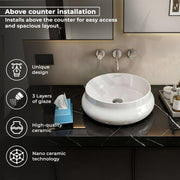 Plantex Ceramic Basin/Countertop Vessel Sink/Tabletop Wash Basin/Washbasin for Bathroom with 10 Years Glaze Warranty by Plantex (White Glossy - 16 x 16 x 5.5 Inch)