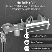 Plantex Stainless Steel 4in1 Multipurpose Bathroom Shelf/Bathroom Steel Rack with Soap Dish, Towel Rod and Tumbler Holder-Chrome (18x5 inches)