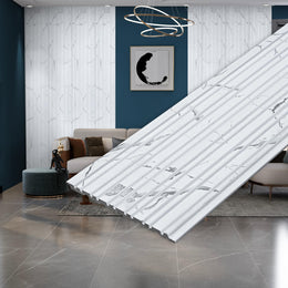 Plantex Wall Panels/Louvers Panel for Wall 8 Feet/Charcoal Panel for Interior Wall Décor/3D Wall Panel - Pack of 7 Covers - 28 Sq. Ft, Size-5 Inch x 8 Feet (White Marble)