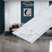 Plantex Wall Panels/Louvers Panel for Wall 8 Feet/Charcoal Panel for Interior Wall Décor/3D Wall Panel - Pack of 3 Covers - 12 Sq. Ft, Size-5 Inch x 8 Feet (White Marble)