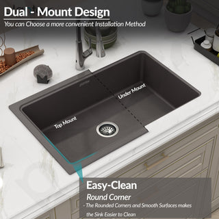 Plantex Quartz Acrylic Kitchen Sink with 10 Years Warranty by Plantex/Undermount Quartz Sink for Kitchen/Granite Single Bowl Kitchen Sinks with Coupling (Con 32x20 Inches)