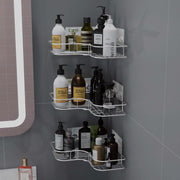 Plantex Self Adhesive Stainless Steel Bathroom Shelf for Wall/No Drill Corner Shelves for Bathroom Organiser/Wall Mounted Shelves Without Drill/Corner Shelf & Rack for Kitchen-(Chrome, Pack of 3)