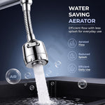 Plantex Water Saving Kitchen Tap Extender/2 Mode ABS Flexible Tap Extension With Aerator/360° Neck Rotation -(Chrome, APS-N-3)