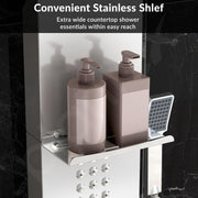 Plantex 304 Grade Stainless Steel Shower Panel/6 in 1 Shower System/Handshower with Waterfall Outlet/Tub Spout/Body Massage Spray With Hot &cold Mixer- (1015, Chrome)