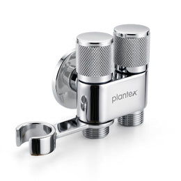 Plantex 2 Way Angle Cock/Stainless Steel Double Outlet Water Valve/Bathroom & Kitchen Tap Connector/Water Faucet - Pack of 1 (Chrome, APS-N-7)