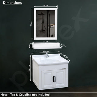 Plantex Wash Basin with Cabinet/Unbrekable Bathroom Vanity Cabinet & Washbasin Set/Basin Cabinet for Bathroom with Mirror (White)