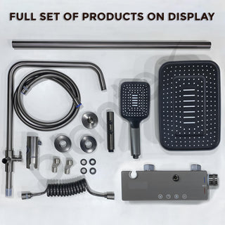 Plantex LED 4 in 1 Shower Panel Full Set for Bathroom with Digital Temperature & Duration Display/Bathroom Shower System with Hot & Cold Water Mixer (HS-8033)
