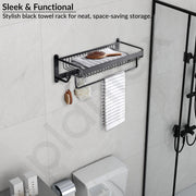 Plantex Space Aluminium Bathroom Hangers for Clothes/Towel Holder in Bathroom/Towel Stand/Bathroom Accessories (22 Inch) Matt Black