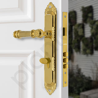 Plantex Heavy-Duty Door Lock Set - Main Door Lock Handle Set/ 6-Lever Lock Mechanism with 3 Years of Warranty/Mortise Lock with 3 Keys, Brass Lock Body & Cylinder(596 - Gold)