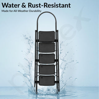Plantex Hercules Pro 5-Step Foldable Ladder for Home with 200 kg Load Capacity/Heavy-Duty GI Steel Ladder/Anti-Slip Wide Step/Strong, Stable & Multi-Purpose (Black)