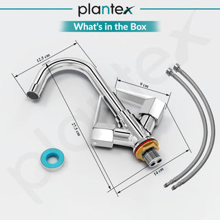 Plantex Sink Tap for Kitchen Basin with Teflon Tape/Kitchen Mixer Tap with 360° Swivel Spout/Hot and Cold Mixer (Celesiya-1240-Chrome)