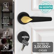 Plantex Heavy Duty Door Lock/Main Door Mortise Lock Handle/Handle Set for Home/Office (PT-012, Gold & Black)