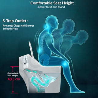 Plantex Imported Platinum One Piece Western Commode for Toilet/Rimless Siphonic Vaccum Commode with Soft Close Toilet Seat Cover - S Trap Outlet (White)