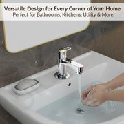Plantex Pillar Cock Water Tap/Pure Brass Pillar Cock for Wash Basin with Teflon Tape/Single Lever Tabletop Basin Tap - (Flip, Chrome)