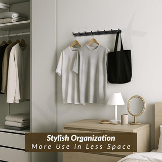 Plantex Wall Hooks for Hanging Cloth/Stainless Steel Towel Hangers/Bathroom Robe Hooks/Door Hangers/Wall Hook Rack/Hook Rail for Hanging Keys - 8 Hooks (Pack of 3, Black)