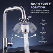 Plantex Tap Water Filter for Kitchen & Bathroom Faucet/Faucet Mounted Water Filter with Replaceable Cartridge/ABS Plastic Compact Tap Filter for Home - Chrome & White