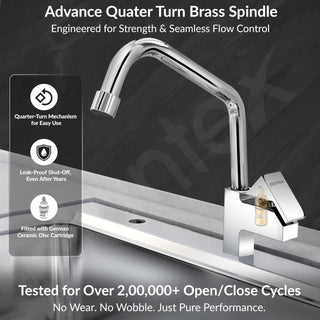 Plantex Pure Brass Sink Tap for Kitchen with 360° Swivel Spout/Kitchen Sink Tap with Water Saving Aerator-7 Year Warranty (PRI-313-Mirror-Chrome Finish)