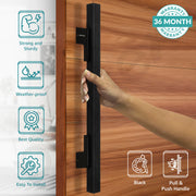 Plantex 17 Inch Main Door Handle for Wooden Doors - Pull-Push Handle Accessory (Pack of 1, Black)
